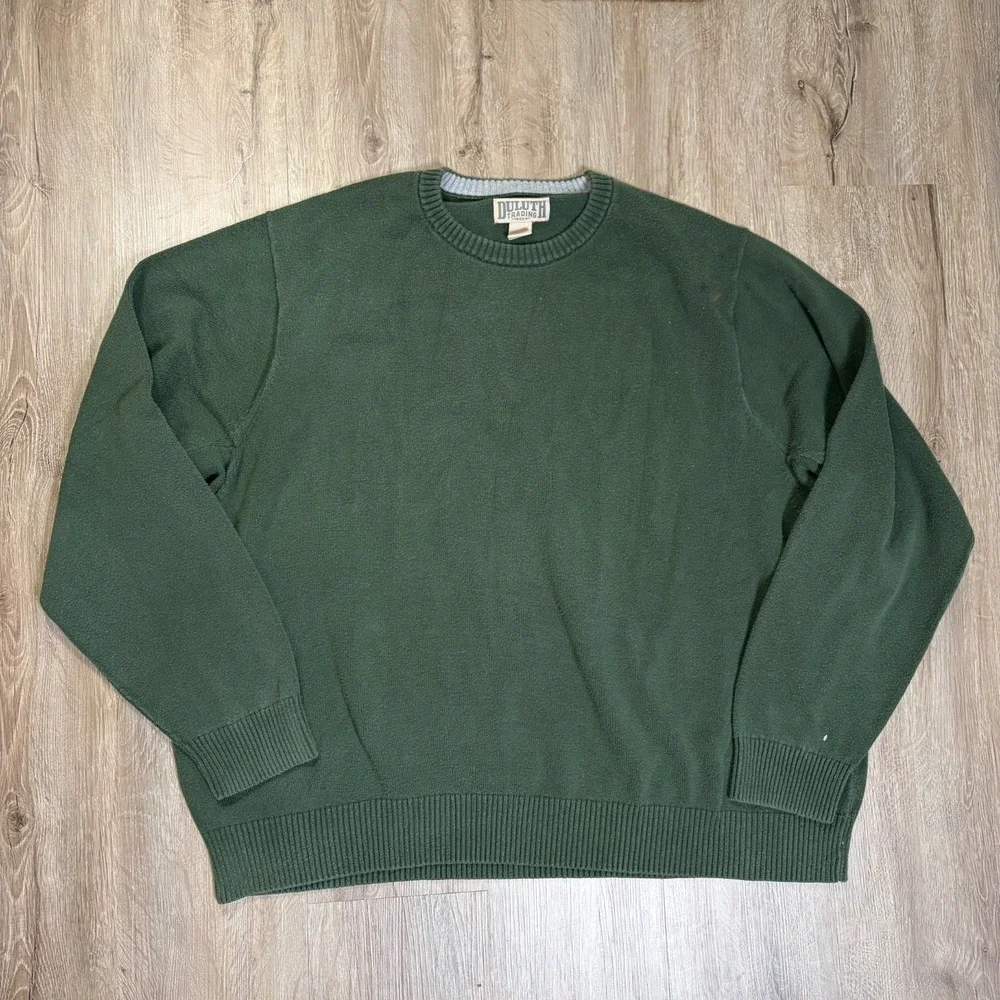 Duluth Trading Co. Strongarm Cotton Crew Sweater Mens 3XL Green Pullover